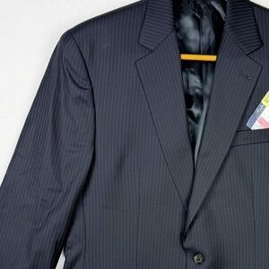 Ralph Lauren Pinstripe Blazer Black 40 Long Two Button‎ Mens Formal Suit Jacket